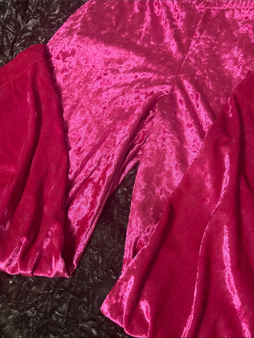 Pink Crushed Velvet Wide Leg Pants Size L - Picture 4 of 5